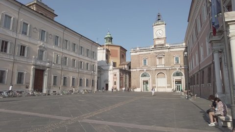 Ravenna, September 2021: Piazza del Popolo, Main square of Ravenna, on September 2021 in Ravenna, Italy