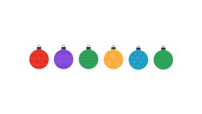 Jumping rainbow flat christmas ball. Merry christmas and happy new year loading progress bar illustration motion design animation. 4k sport video animation with alpha matte channel.