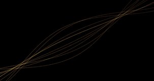 Abstract black background with dynamic 3d lines. golden orange lines on a black background. template for editing, Modern video background animated, screensaver, copy space.