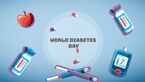Animated vector video about world diabetes day.