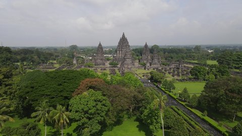 Aerial view hindu temple Prambanan in Yogyakarta, Indonesia.