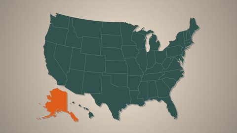 animated map showing the state of Alaska from the united state of america. 2d map of Alaska.