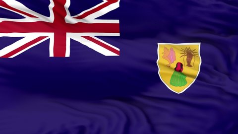 Turks and Caicos Islands flag is waving 3D animation. Turks and Caicos Islands flag waving in the wind. National flag of Turks and Caicos Islands. flag seamless loop animation. 4K