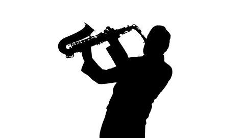 Energetic Musician Plays Saxophone Silhouette