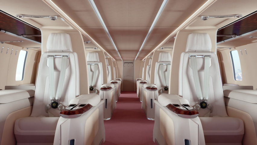 3d Rendering of Private Jet Interior With Empty Seats Royalty-Free Stock Footage #1080577784