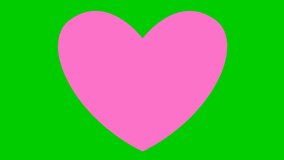 Animated pink pounding heart. Looped video of beating heart. Concept of love, health, passion, medicine. Vector illustration isolated on the green background.