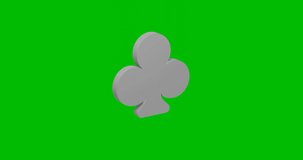 Animation of rotation of a white club with shadow. Simple and complex rotation. Seamless looped 4k animation on green chroma key background