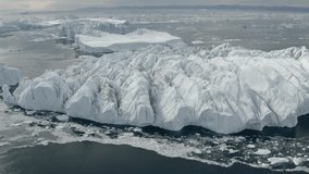 Aerial views of Glaciers and Icebergs in Greenland