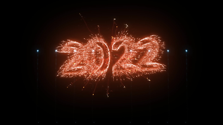 New year and Christmas 2022. Text animation Emerging colorful inscription 2022 on a dark black background with colorful confetti new year sparkler fireworks
 Royalty-Free Stock Footage #1080587177