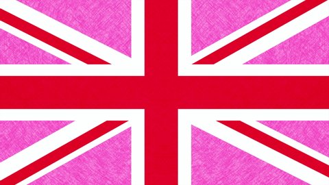 Pink Union Jack flag with sketch effect. UK Pride flag background. Pink Union Jack flag is one of the symbols of gay pride. Great Britain LGBT sign. London Pride flag. LGBT symbol