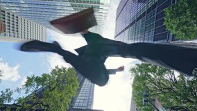 Businessman running in the city. Low angle view. - Powered by Shutterstock - Get 15% off with code: PIKWIZARD15