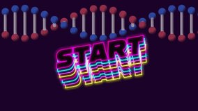 Animation of start text over spinning dna strand on dark background. video game, entertainment and digital interface concept digitally generated video. - Powered by Shutterstock - Get 15% off with code: PIKWIZARD15