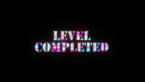 Level completed colorful text word flicker light animation loop with glitch text effect. 4k 3d seamless looping Level completed glitch effect element for intro, title banner. colorful 
 - Powered by Shutterstock - Get 15% off with code: PIKWIZARD15