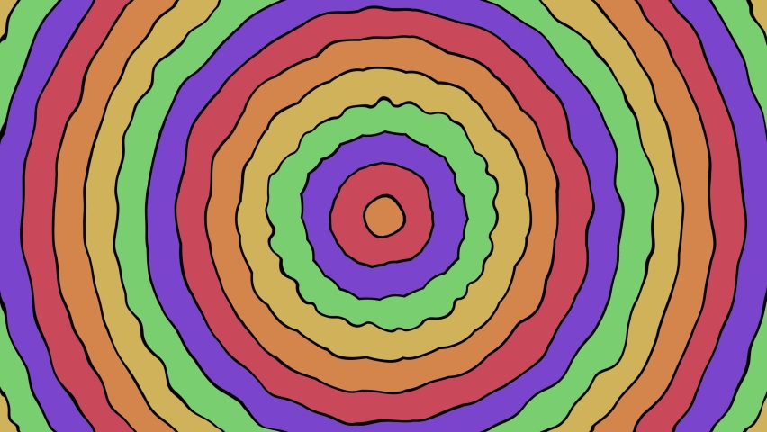 Looped cartoon animation of colored concentric circles with hand-made deformed stroke | Shutterstock HD Video #1080630524