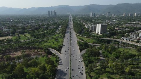 Fly over day drone drone view from Islamabad Pakistan