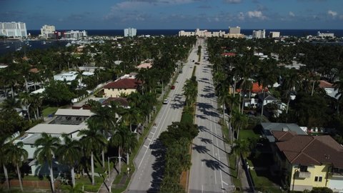 South Florida street view showing the ocean and upscale residential neighborhood.