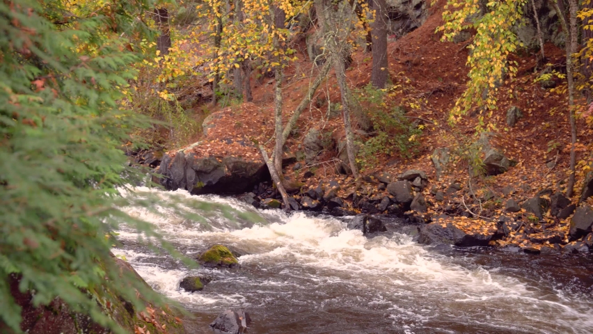 Bull Falls along Pike River in Amberg Wisconsin with sound