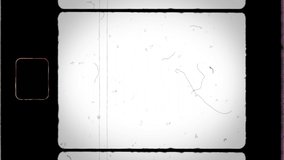 Super 8 Film Frame 4K with Sprocket Hole and Noise, Dust, Hair, Scratches on Old Damaged Film Seamless Texture. Animated Only Perforation Frame is Motionless. Tape Loop. Opacity or Screen Mode Usage 