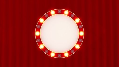Marquee Sign And Red Curtains circle shape loop animation