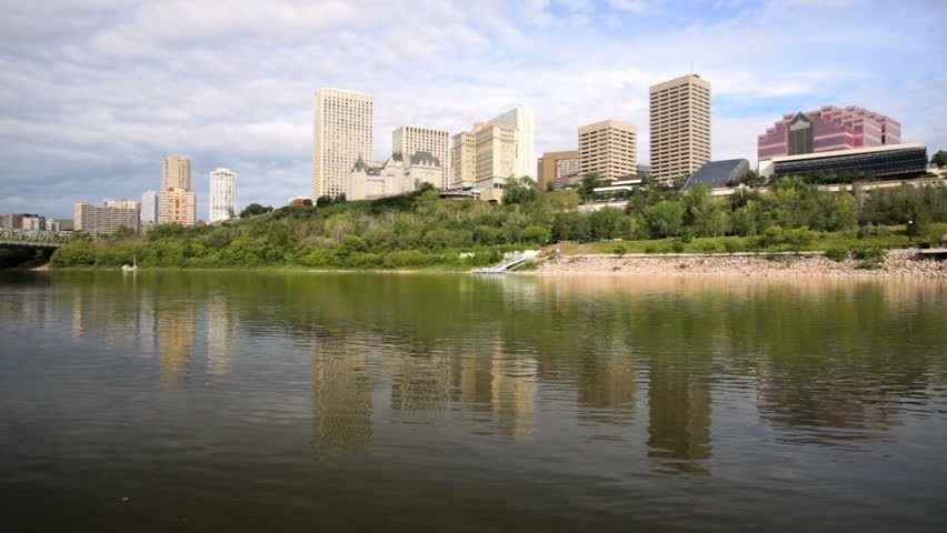 Waterfront view of downtown Edmonton, AB