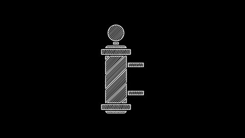 White line Classic Barber shop pole icon isolated on black background. Barbershop pole symbol. 4K Video motion graphic animation.