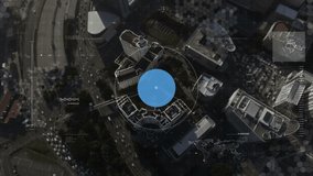 Animation of network of connections with icons over cityscape. global connections, business, finances, data processing and digital interface concept digitally generated video. - Powered by Shutterstock - Get 15% off with code: PIKWIZARD15