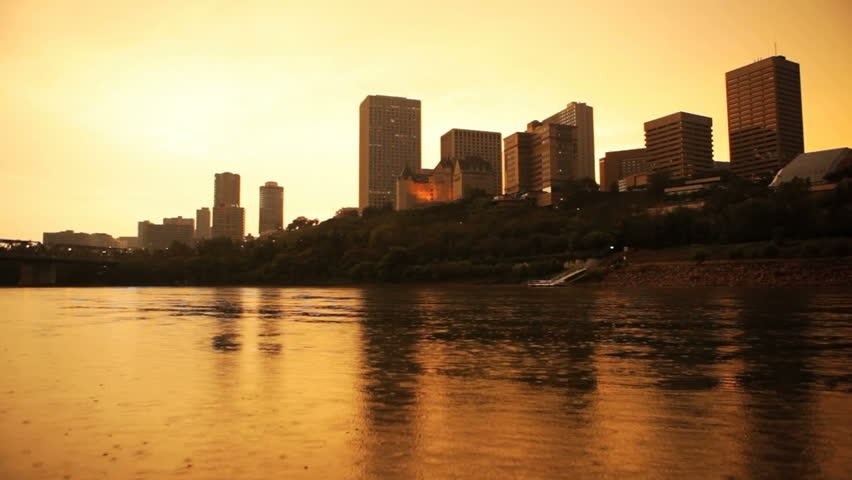 Waterfront view of downtown Edmonton, AB