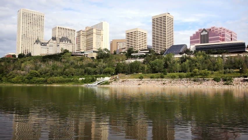 Waterfront view of downtown Edmonton, AB