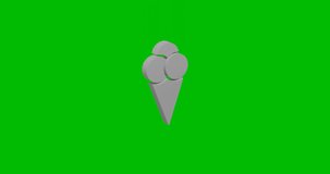 Animation of rotation of a white ice cream balls symbol with shadow. Simple and complex rotation. Seamless looped 4k animation on green chroma key background