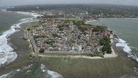 Aerial views of beautiful Galle fort and city in Sri Lanka