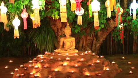 Buddha in Wat Phan Tao temple  at chiang mai Thailand Arkivvideo