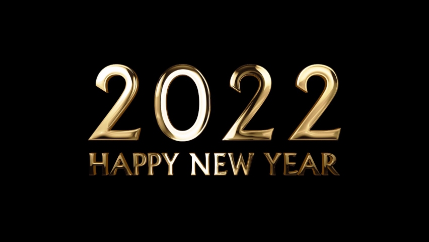 Happy New Year 2022 in Shiny Gold Text animation with 4K Resolution Royalty-Free Stock Footage #1080713885