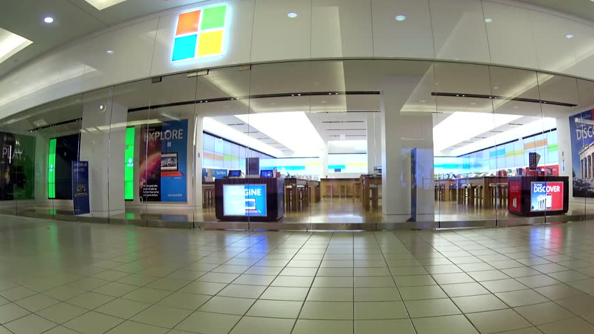 Burnaby, BC, Canada - July 11, 2015 : Exterior of a Microsoft store in Burnaby BC Canada with wide angle shot | Shutterstock HD Video #10807157