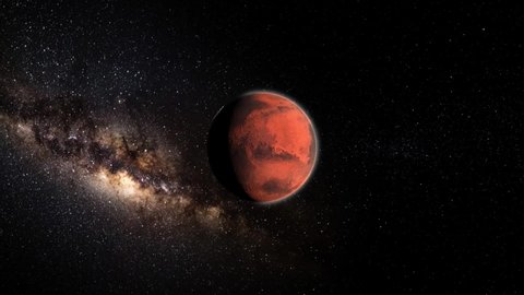 Planet Mars HD Flyby Stock Footage With Milky Way Galaxy