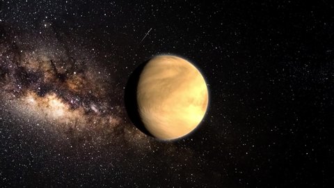 Planet Venus Rotating Flyby  With Milky Way HD Space scene