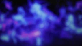 Abstract ang blurry dual color gradient background with liquid style waves featured violet and blue. Seamless looping video.