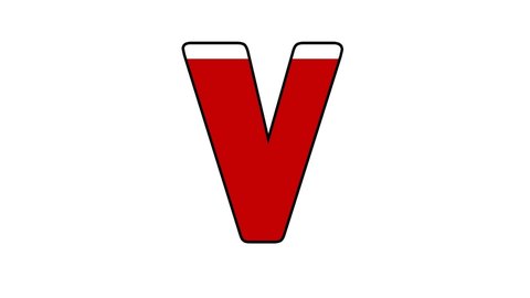 Loading Alphabet Letter V Concept with fill red color to upside
