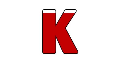 Loading Alphabet Letter K Concept with fill red color to upside