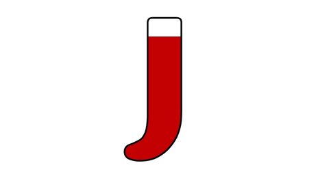 Loading Alphabet Letter J Concept with fill red color to upside