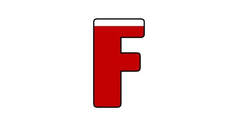 Loading Alphabet Letter F Concept with fill red color to upside