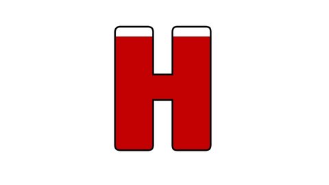 Loading Alphabet Letter H Concept with fill red color to upside