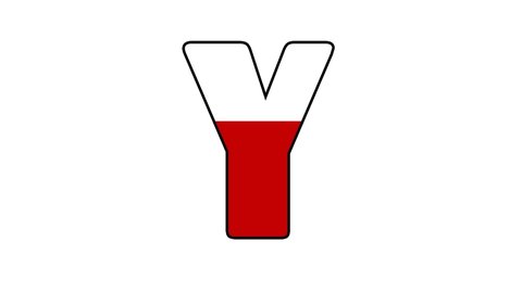 Loading Alphabet Letter Y Concept with fill red color to upside