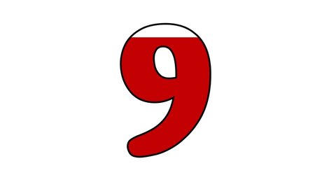 Loading Number 9 nine  Concept with fill red color to upside