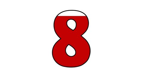 Loading Number 8 eight  Concept with fill red color to upside