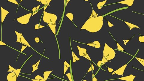 Yellow calla lily flowers on gray background.
Toon style loopable animation for background.
