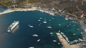Travel around Greece yachts in Ionic Sea video 4K drone