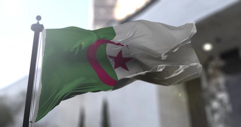 Algerian national flag. Algeria country waving flag. Politics and news illustration
