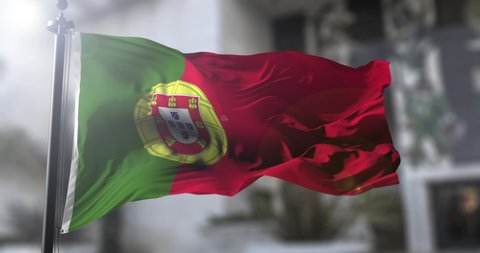 Portuguese national flag. Portugal country waving flag. Politics and news illustration