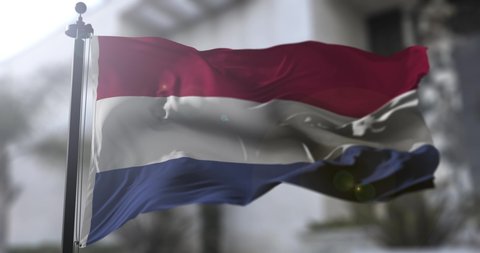 Dutch national flag. Netherlands country waving flag. Politics and news illustration
