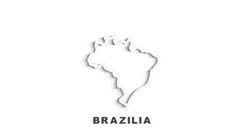 Line animated map showing the state of Brazil from the united state of america. 2d map of Brazil.